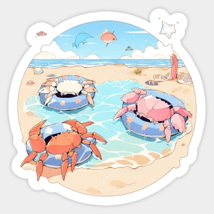 Crabs chilling at the beach Sticker